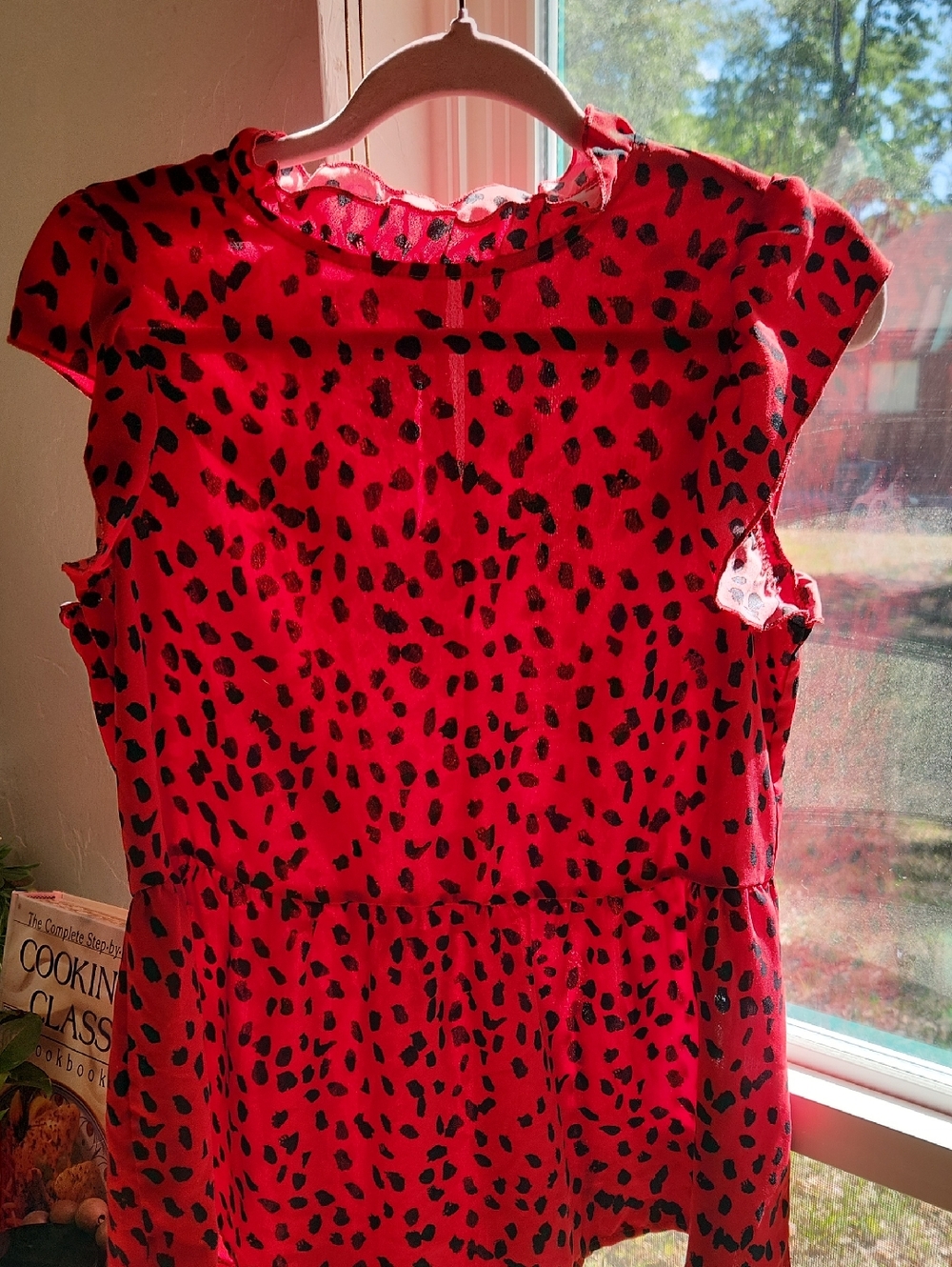 ANGASHION Red Animal Print Cap Sleeve Top
